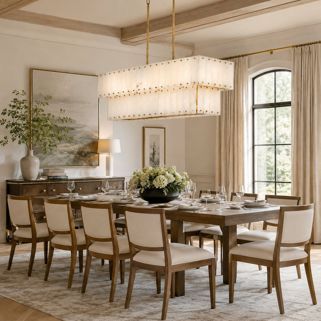 Simona Alabaster Linear 2-Tier Chandelier