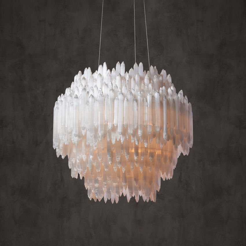 Selenite Round Chandelier-Chandelier-Jecanoli