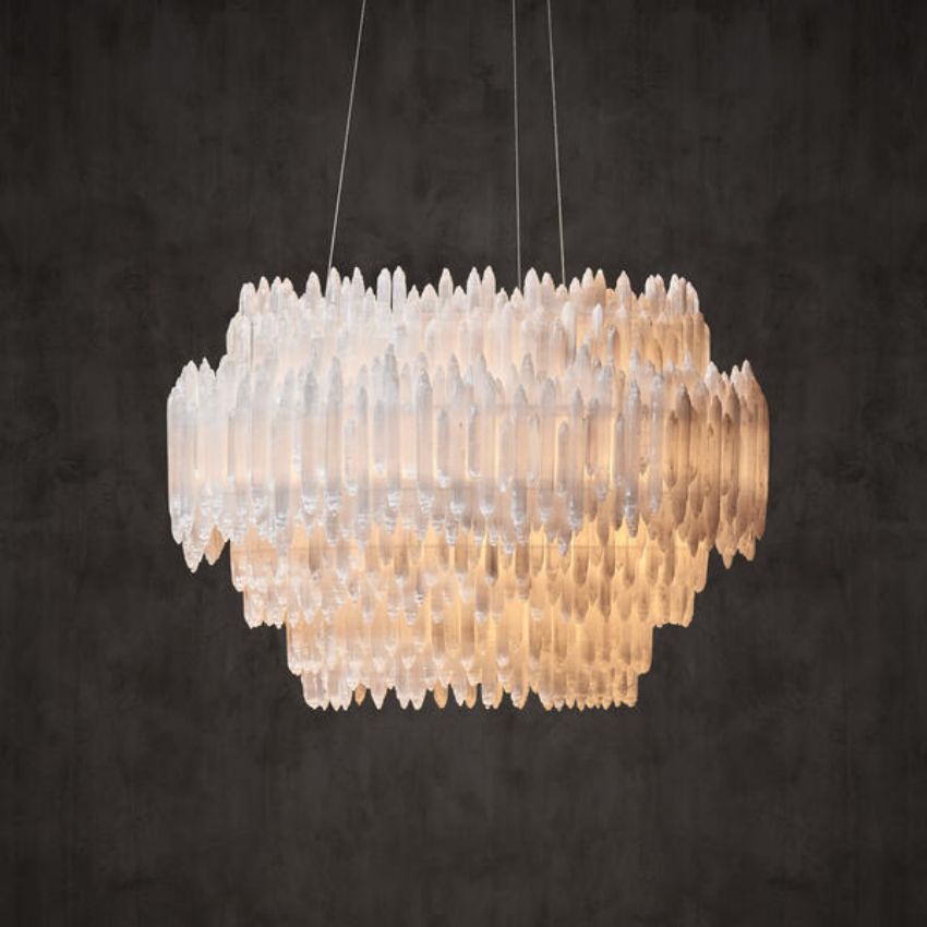 Selenite Round Chandelier-Chandelier-Jecanoli