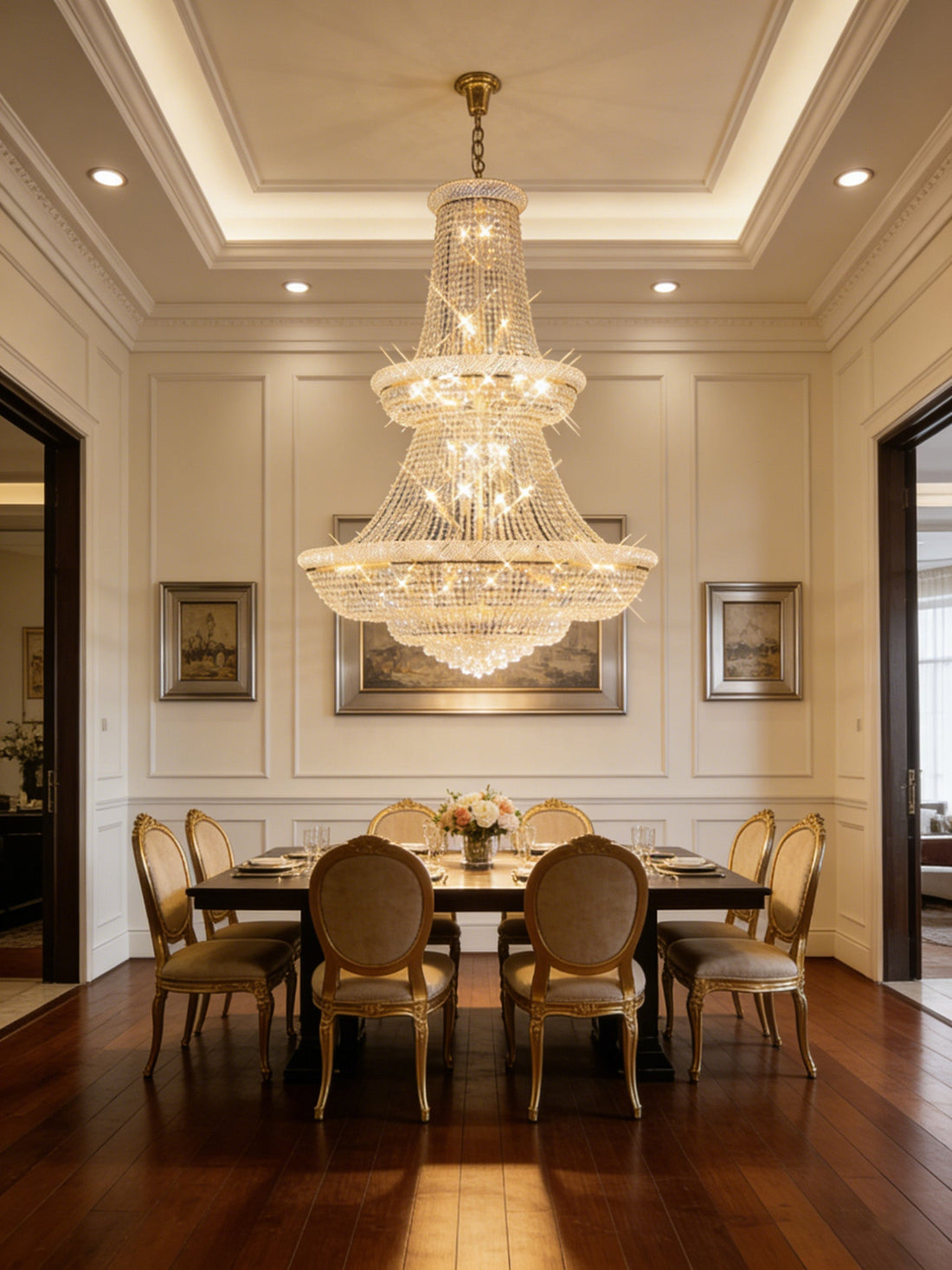 Big Foyer Chandelier Lighting in Gold 47"W 63"H-大吊灯-Jecanoli