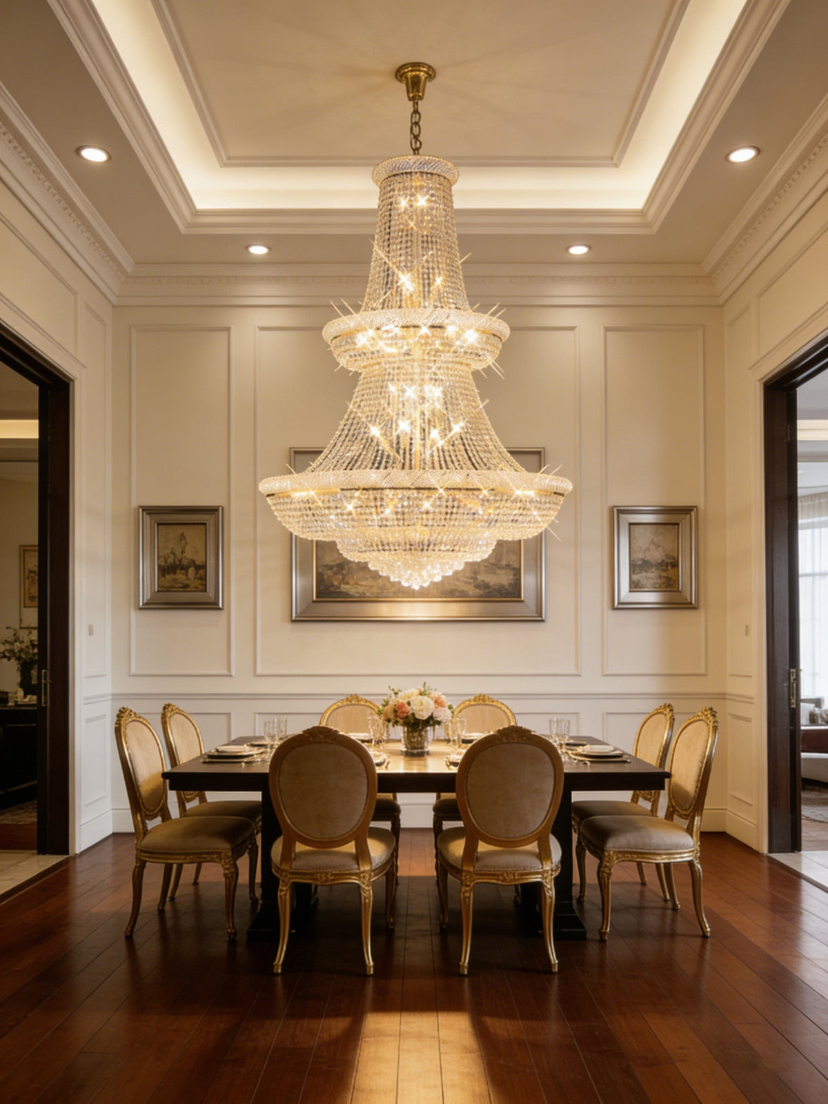 Big Foyer Chandelier Lighting in Gold 47"W 63"H-大吊灯-Jecanoli