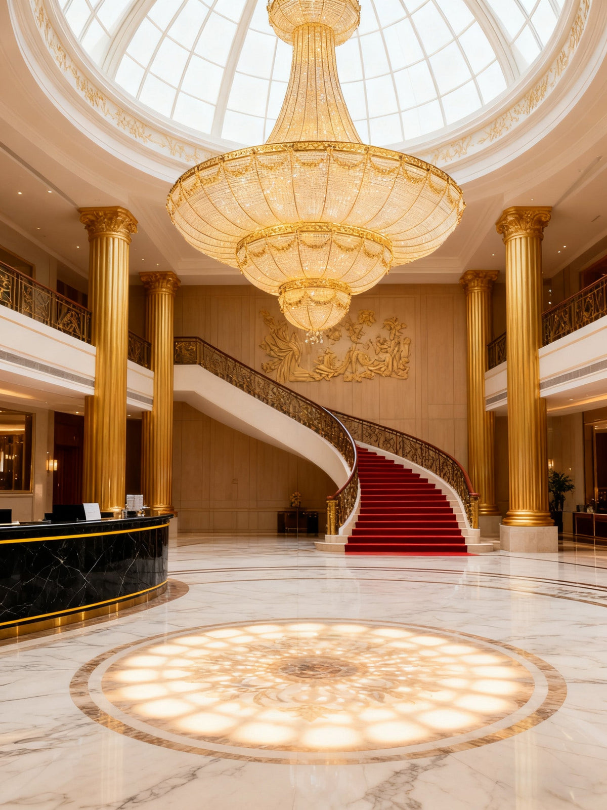 Luxury Big Gold Crystal Chandelier for Dome 79"W 98" H-大吊灯-Jecanoli