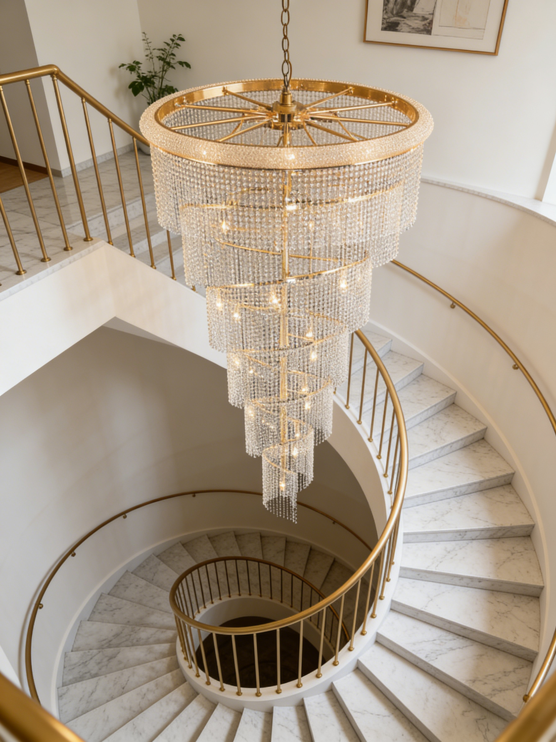 Spiral Chandelier Crystal Lighting in Golden 48'' W 72'' H-大吊灯-Jecanoli