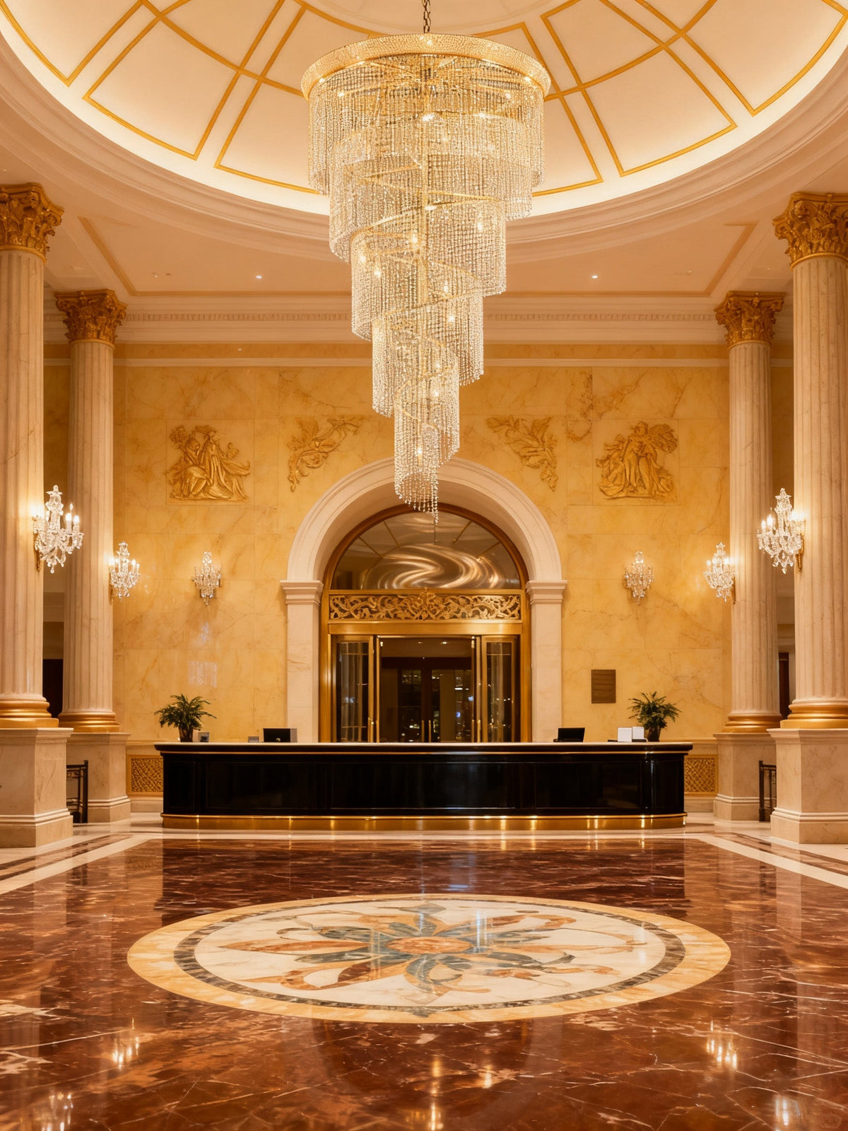 Spiral Chandelier Crystal Lighting in Golden 48'' W 72'' H-大吊灯-Jecanoli