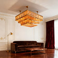 39X51 Inch Rectangle Flush Mounted Modern Gold Chandelier for Dining Room-大吊灯-Jecanoli