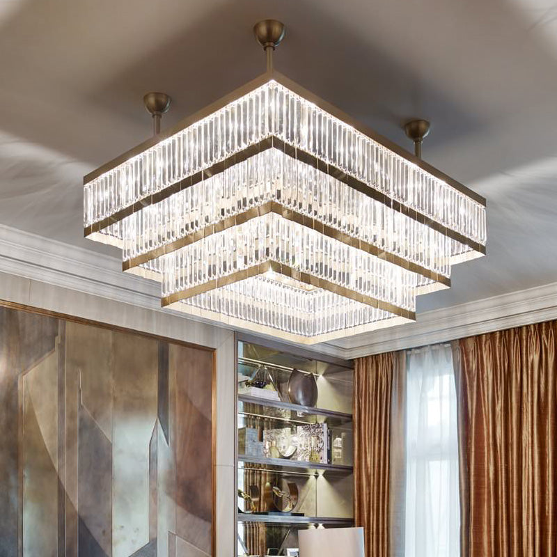 39X51 Inch Rectangle Flush Mounted Modern Gold Chandelier for Dining Room-大吊灯-Jecanoli
