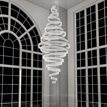 17 Crystal Rings Pendant Light 71X216 Inch Spiral Staircase Chandelier for High Ceilings-大吊灯-Jecanoli