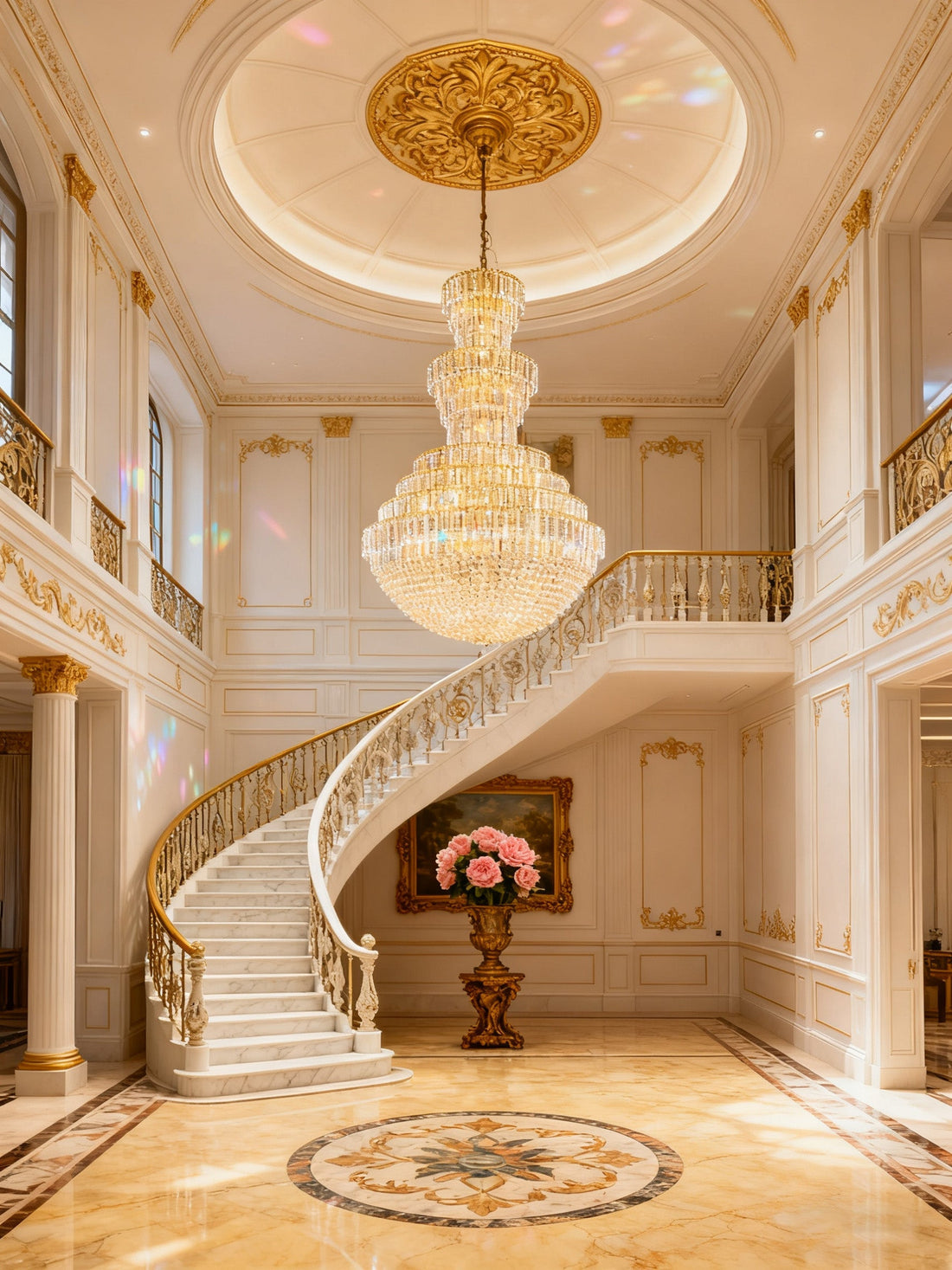 Large gold chandelier foyer lighting 71"W 106"H-大吊灯-Jecanoli