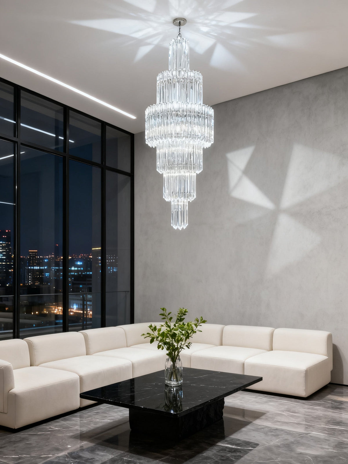 Custom Modern Long Chandelier for Staircase 24"W 65"H-大吊灯-Jecanoli
