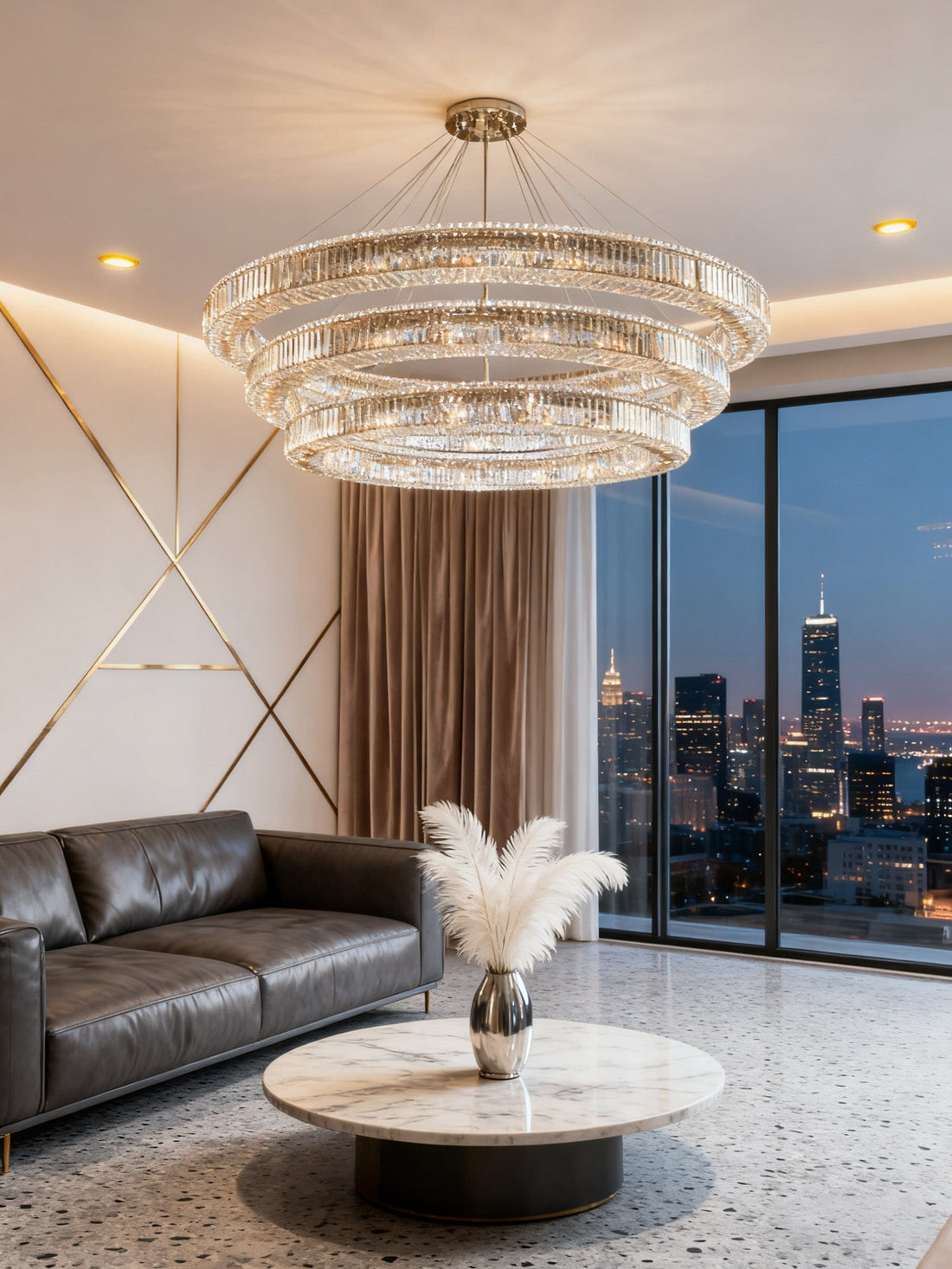 (60+72+84) Inch Three Tier Round Chandelier 84"W 15"H-大吊灯-Jecanoli
