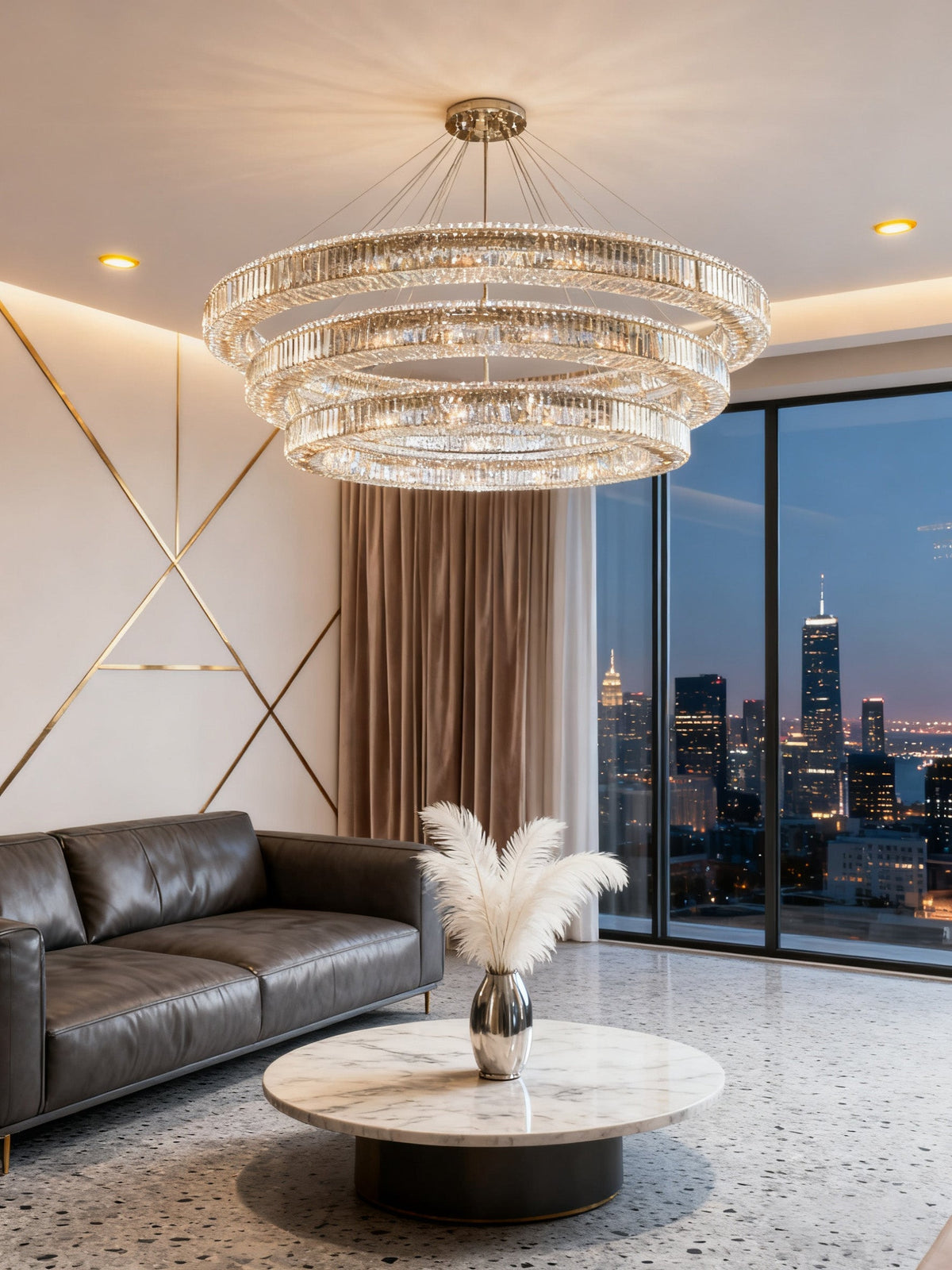 (60+72+84) Inch Three Tier Round Chandelier 84"W 15"H-大吊灯-Jecanoli