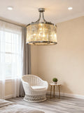 Satin Nickel Clear Crystal & Frosted Acrylic Modern Chandelier 32