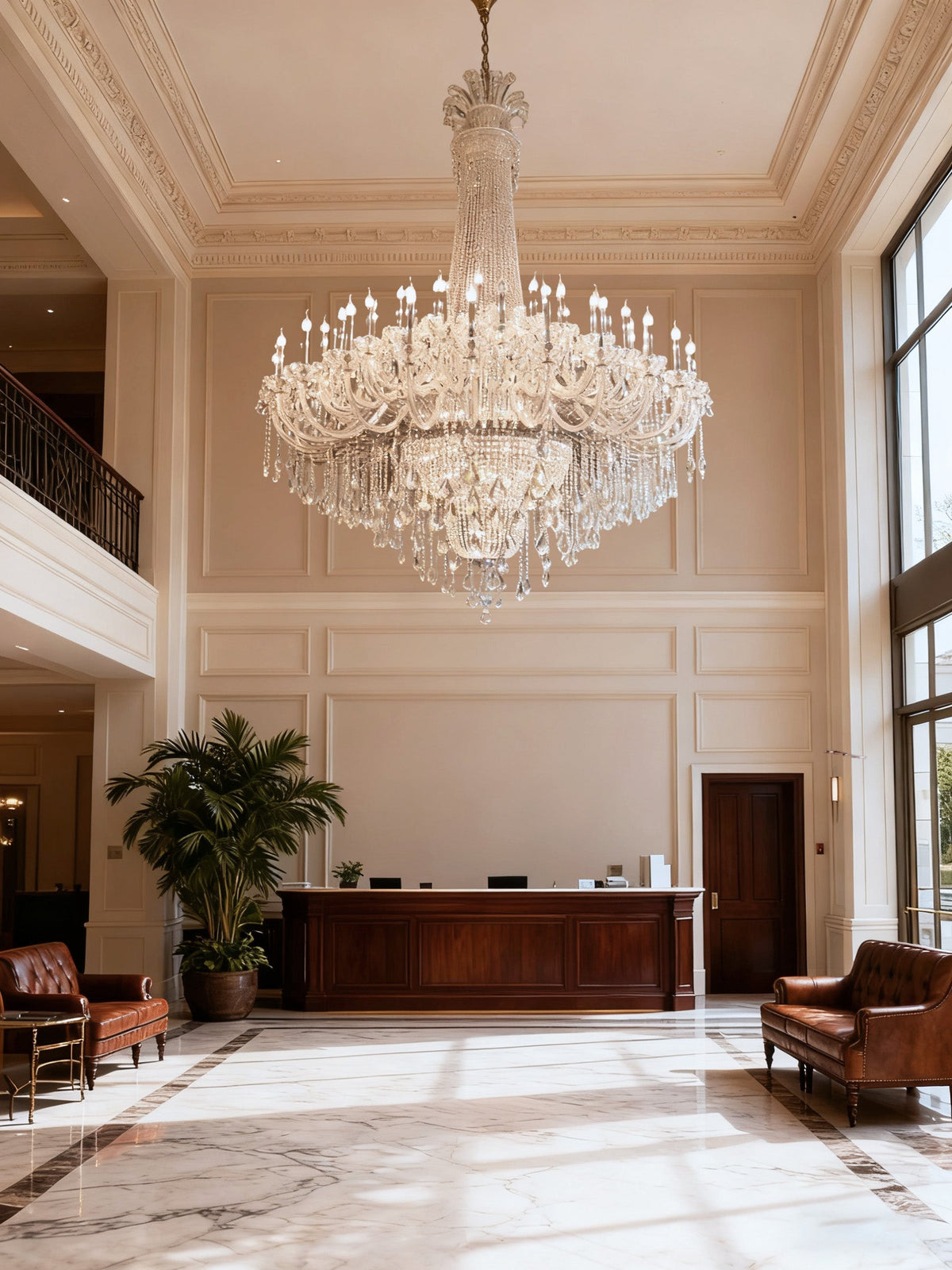 European Style Crystal Chandelier Two-Storey Foyer Chandelier 71"W 87"H-大吊灯-Jecanoli
