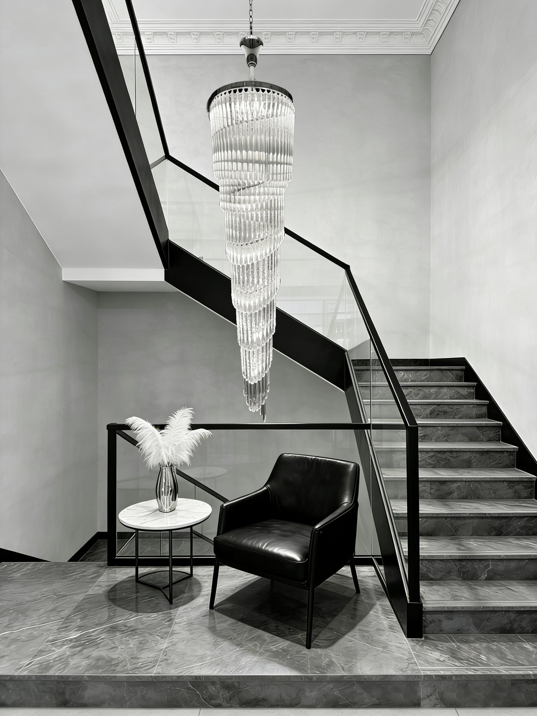 102 Inch Tall Chandelier Modern Spiral Crystal Chandelier for High Ceiling Staircase-大吊灯-Jecanoli