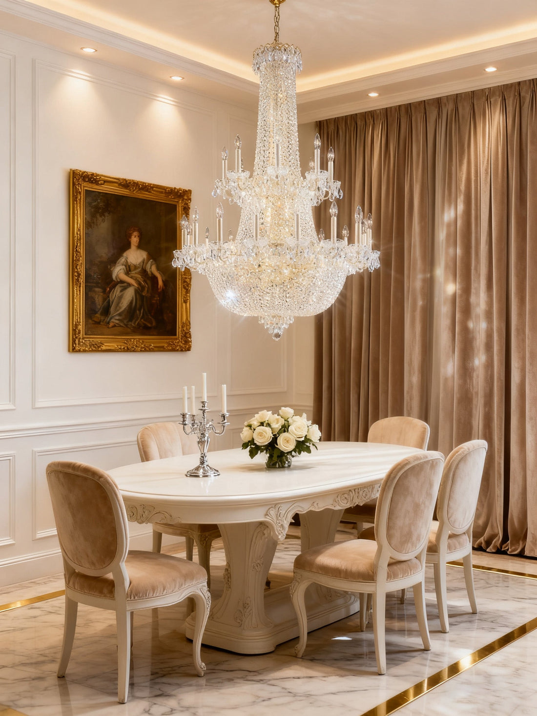 Large Crystal Chandelier for High Ceilings 51"W 71"H-大吊灯-Jecanoli