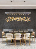 59 Inch Rectangle Modern Glass Leaf Chandelier for Dining Room-大吊灯-Jecanoli