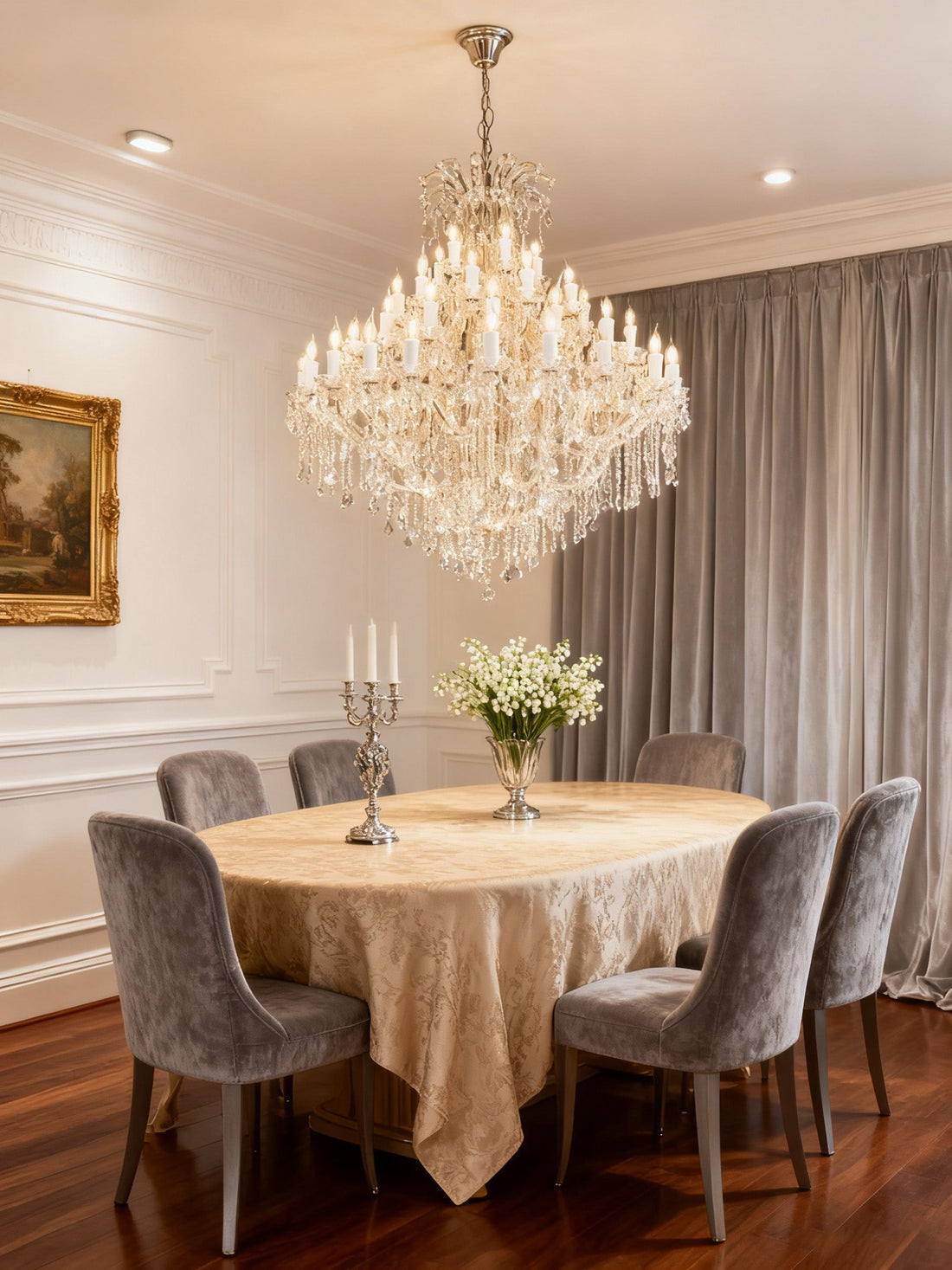 Antique Brass Maria Theresa Crystal Chandelier 55"W 59"H-大吊灯-Jecanoli