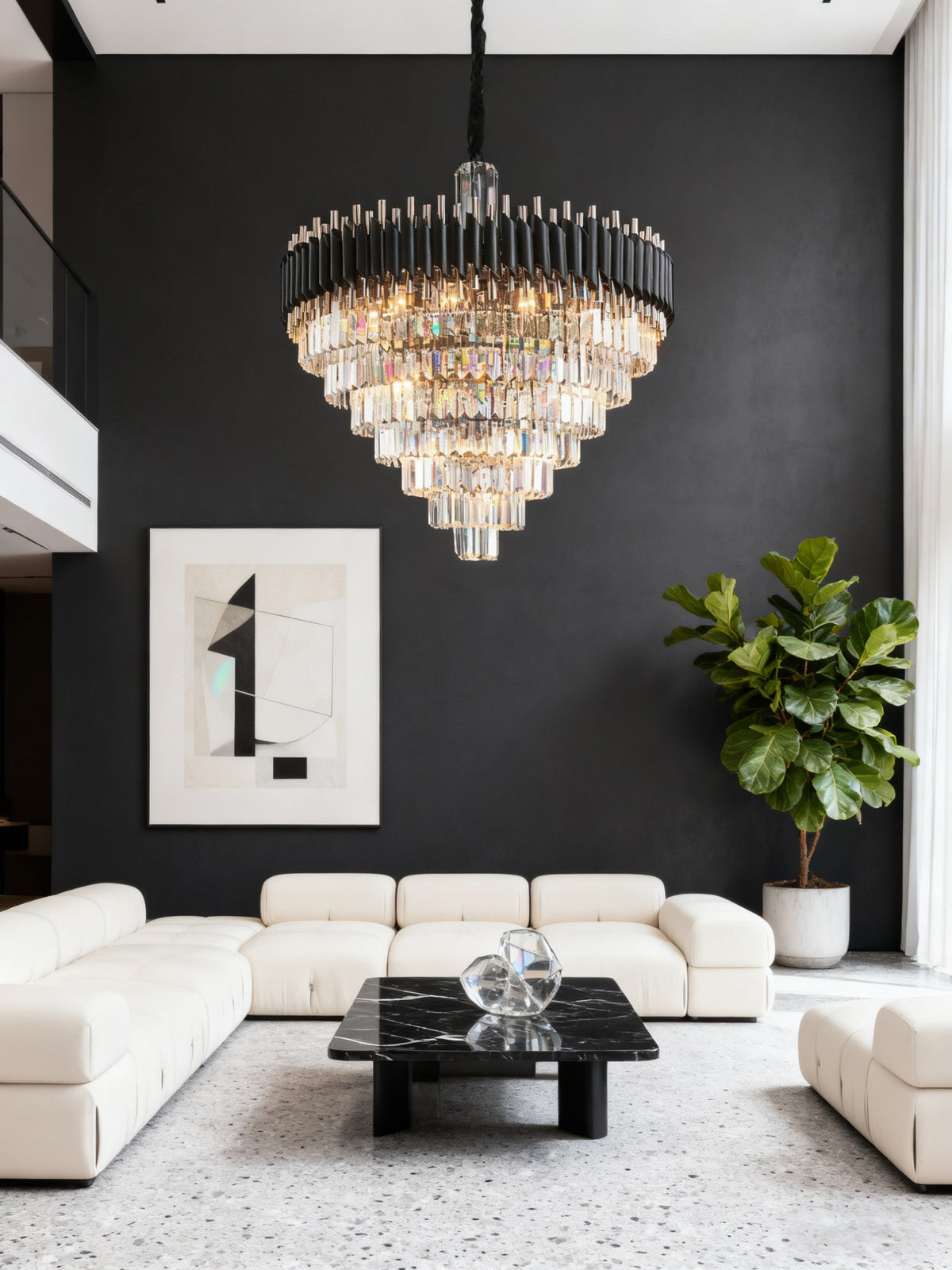 40 Inch Luxury Modern Round Crystal Chandelier Lighting for Living Room-大吊灯-Jecanoli