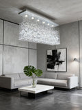 Long Rectangle Flush Mounted Chandelier for Dining Room 14