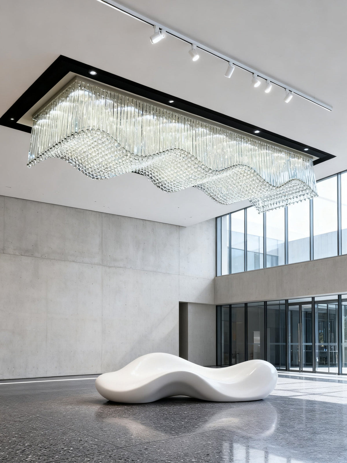 36X192 Inch Custom Wave Shaped Modern Chandelier Oversized Flush Mounted Chandelier for Hallway-大吊灯-Jecanoli