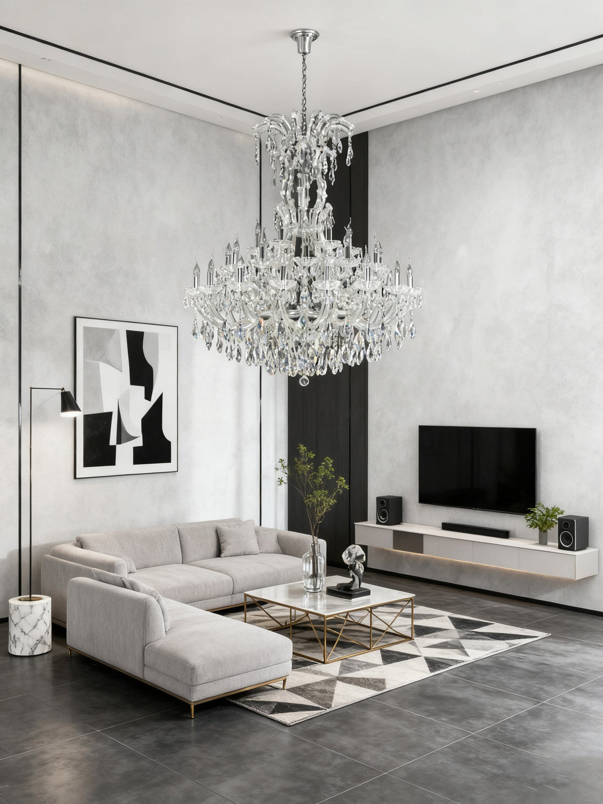 Elegant Crystal Lighting Wedding Chandelier 48" W 53"H-大吊灯-Jecanoli