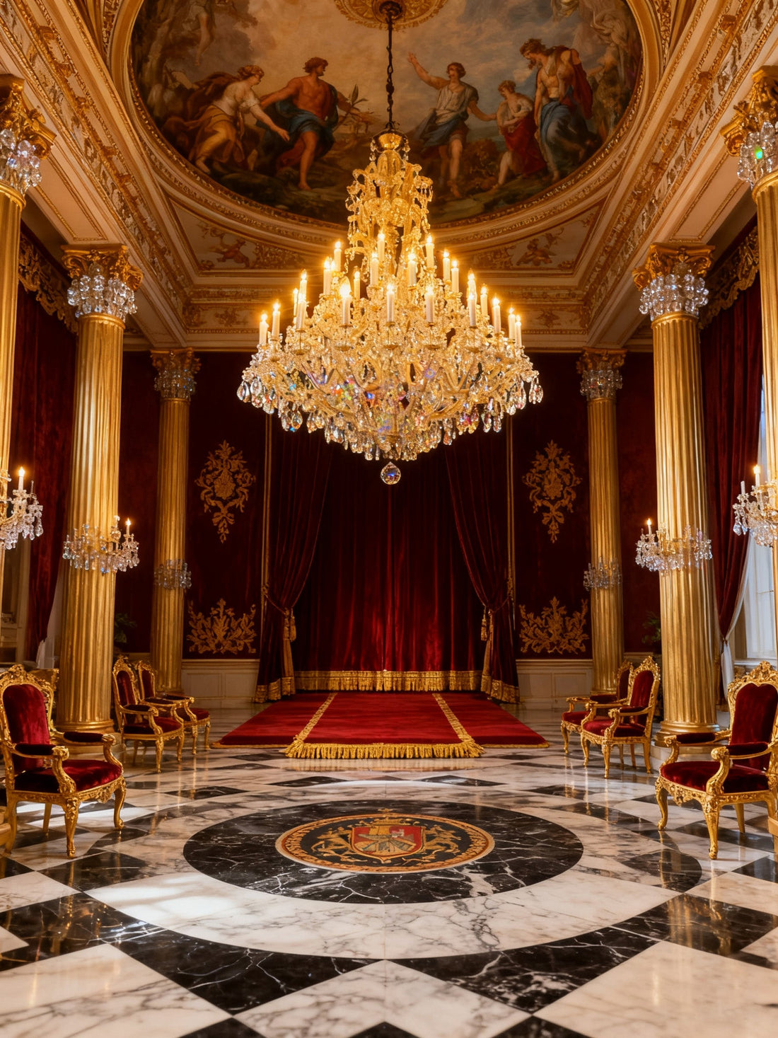 48 Lights Big Gold Maria Theresa Chandelier 63x71 Inch 63"W 71"H-大吊灯-Jecanoli