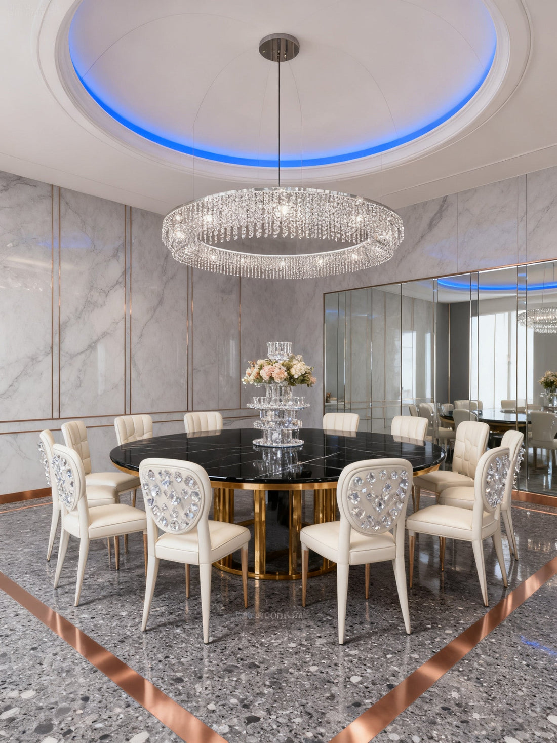 Sky Cycles Round Crystal Chandelier 79"W 6"H-大吊灯-Jecanoli
