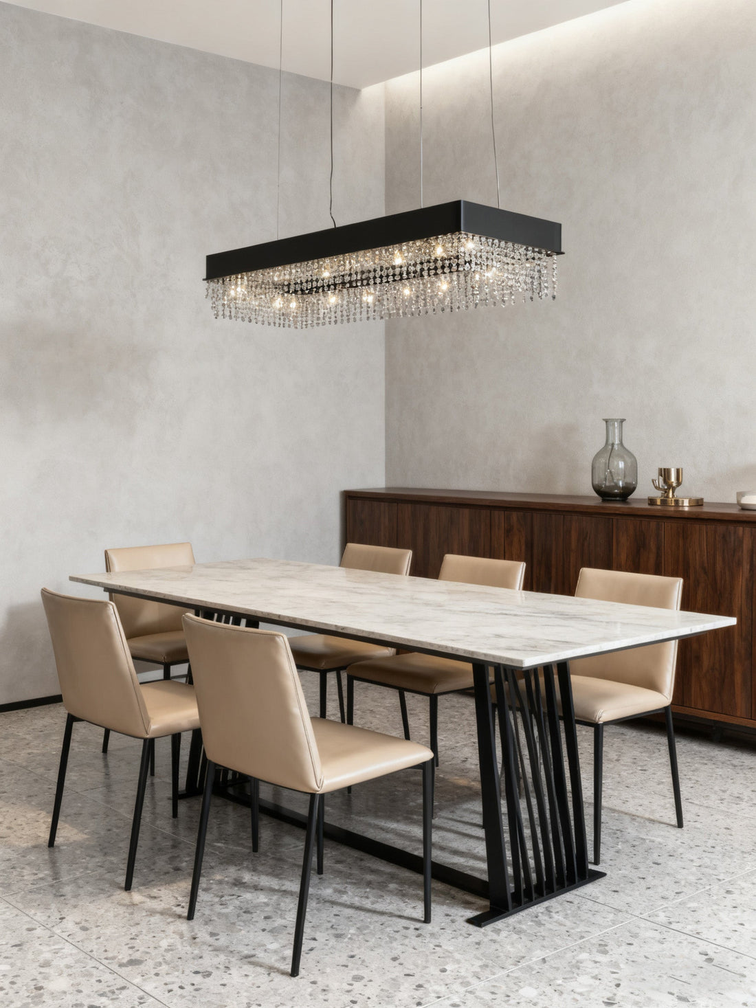 Sky Cycles Rectangle Crystal Chandelier 20"W 6"H-大吊灯-Jecanoli