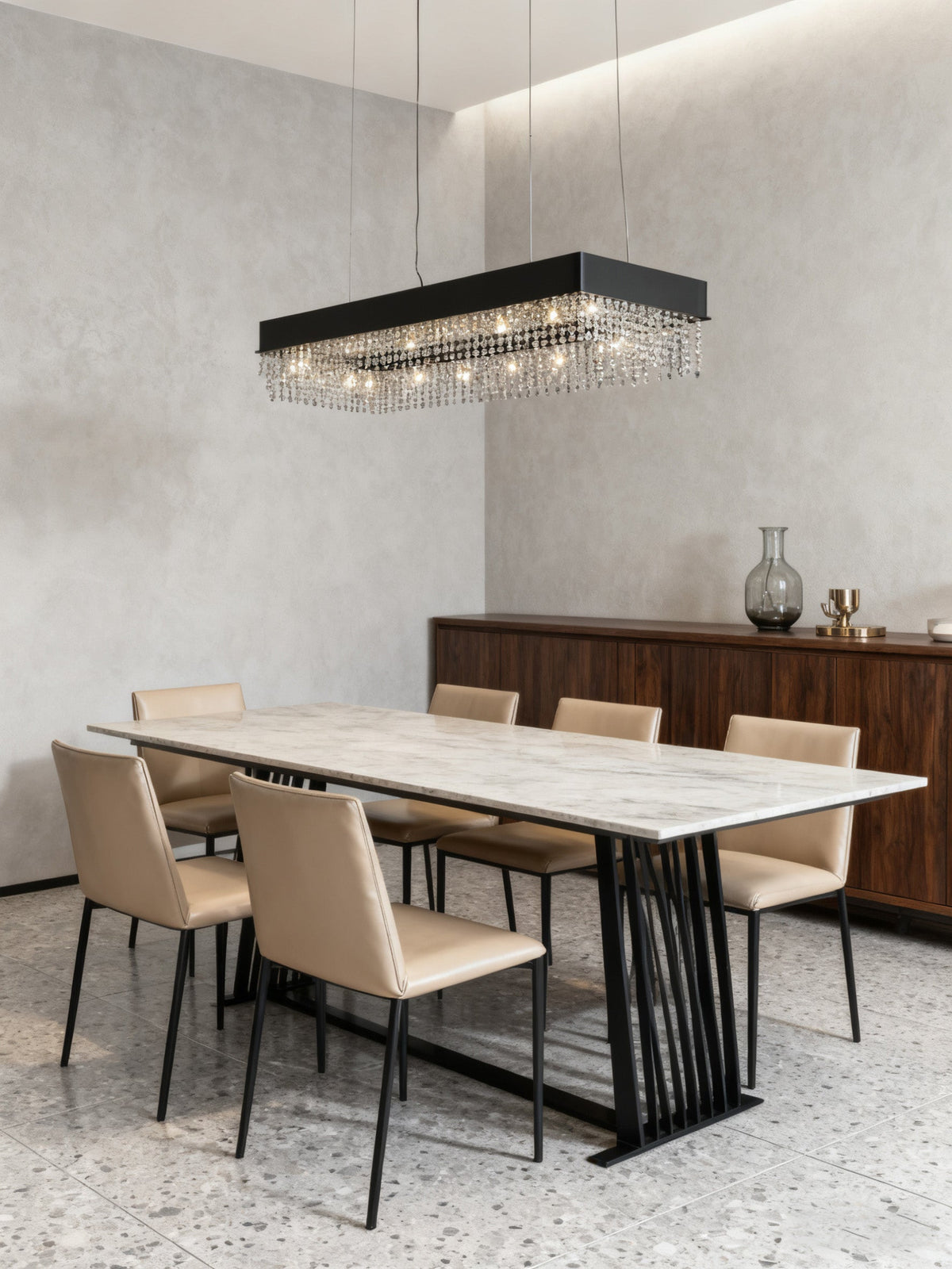 Sky Cycles Rectangle Crystal Chandelier 20"W 6"H-大吊灯-Jecanoli