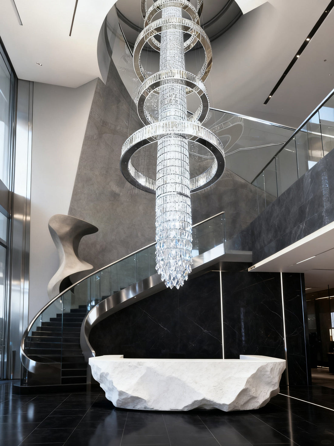 Bespoke Big Modern Crystal Chandelier for High Ceilings 47"W 217"H-大吊灯-Jecanoli