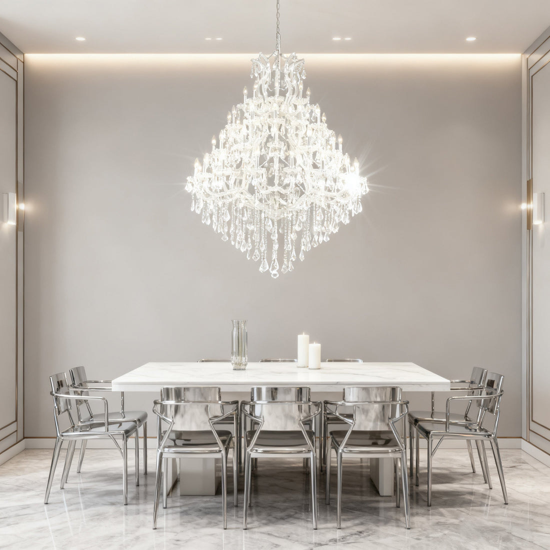 47X58 Inch Big Living Room Chandelier 49 Lights Candle Style Tiered Crystal Chandelier-大吊灯-Jecanoli