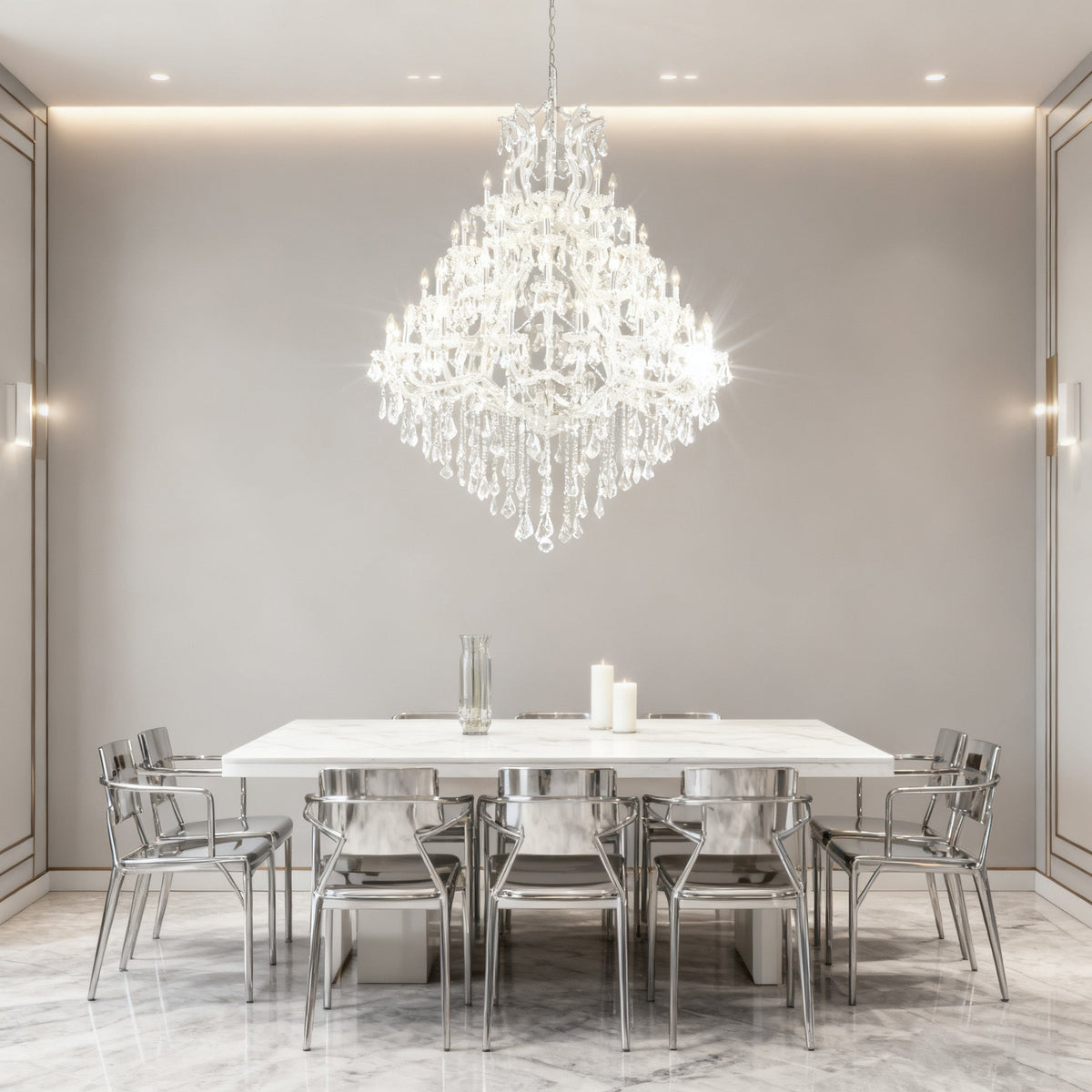 47X58 Inch Big Living Room Chandelier 49 Lights Candle Style Tiered Crystal Chandelier-大吊灯-Jecanoli