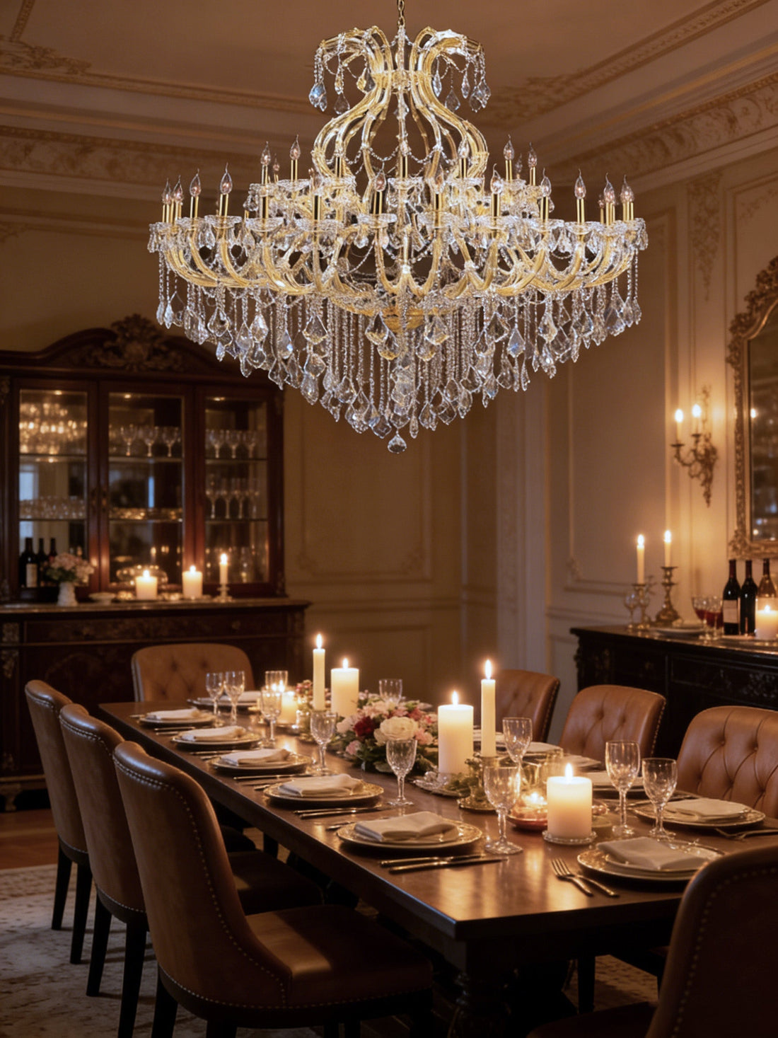 71X59 Inch Extra Wide Chandelier 49 Lights Big Gold Maria Theresa Crystal Chandelier For Dining Room-大吊灯-Jecanoli
