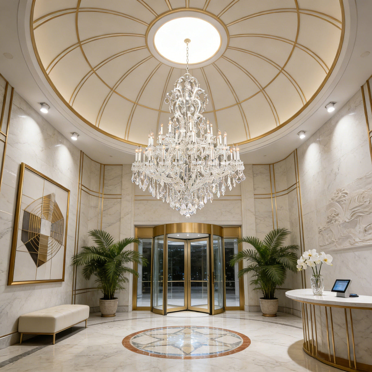 59X85 Inch Tall Chandelier for High Ceiling Foyers 48 Lights Chrome Elegant Crystal Lighting-大吊灯-Jecanoli