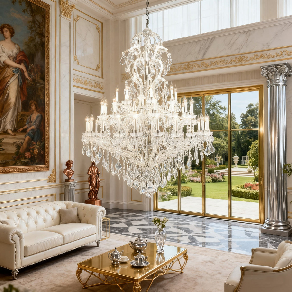 59X85 Inch Tall Chandelier for High Ceiling Foyers 48 Lights Chrome Elegant Crystal Lighting-大吊灯-Jecanoli