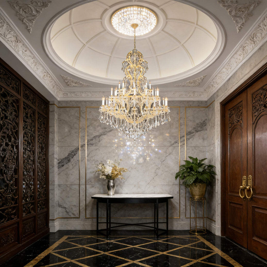59X85 Inch Tall Chandelier for High Ceiling Foyers 48 Lights Gold Elegant Crystal Lighting-大吊灯-Jecanoli