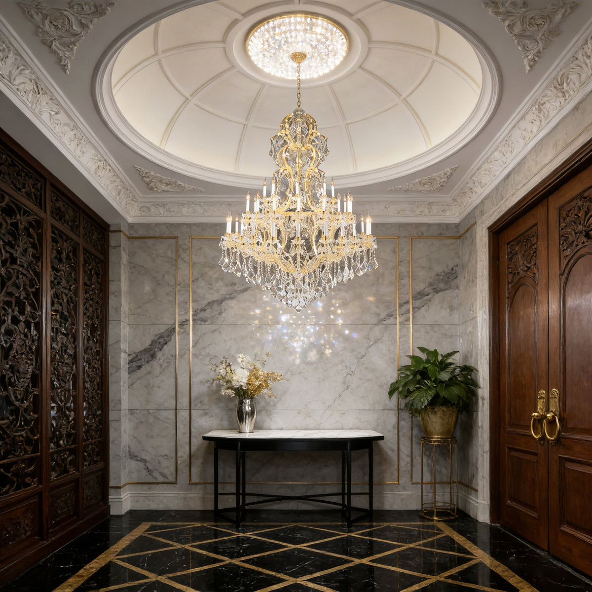59X85 Inch Tall Chandelier for High Ceiling Foyers 48 Lights Gold Elegant Crystal Lighting-大吊灯-Jecanoli