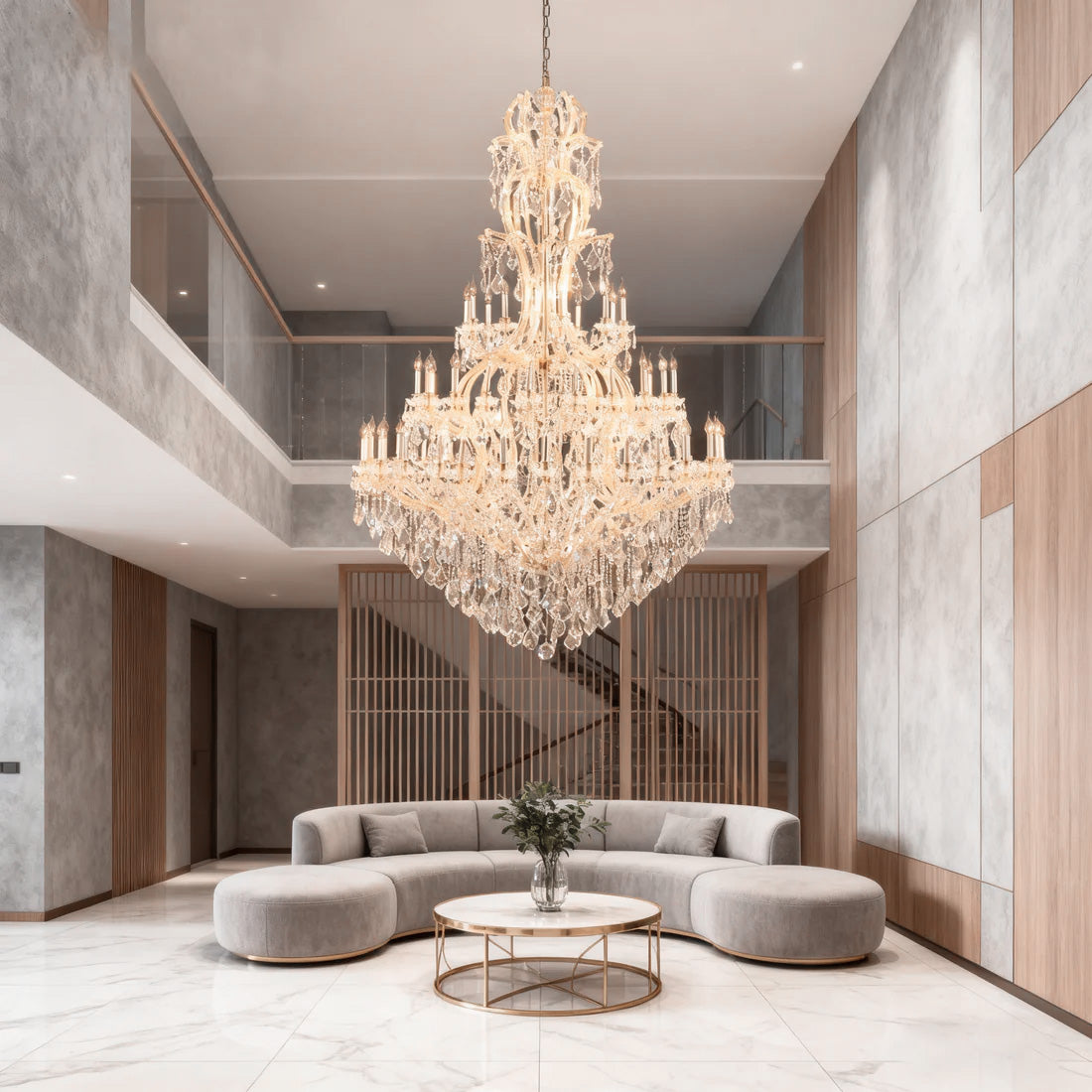 77X124 Inch Huge High Ceiling Chandelier 72 Lights Elegant Large Chrome Maria Theresa Crystal Chandelier-大吊灯-Jecanoli