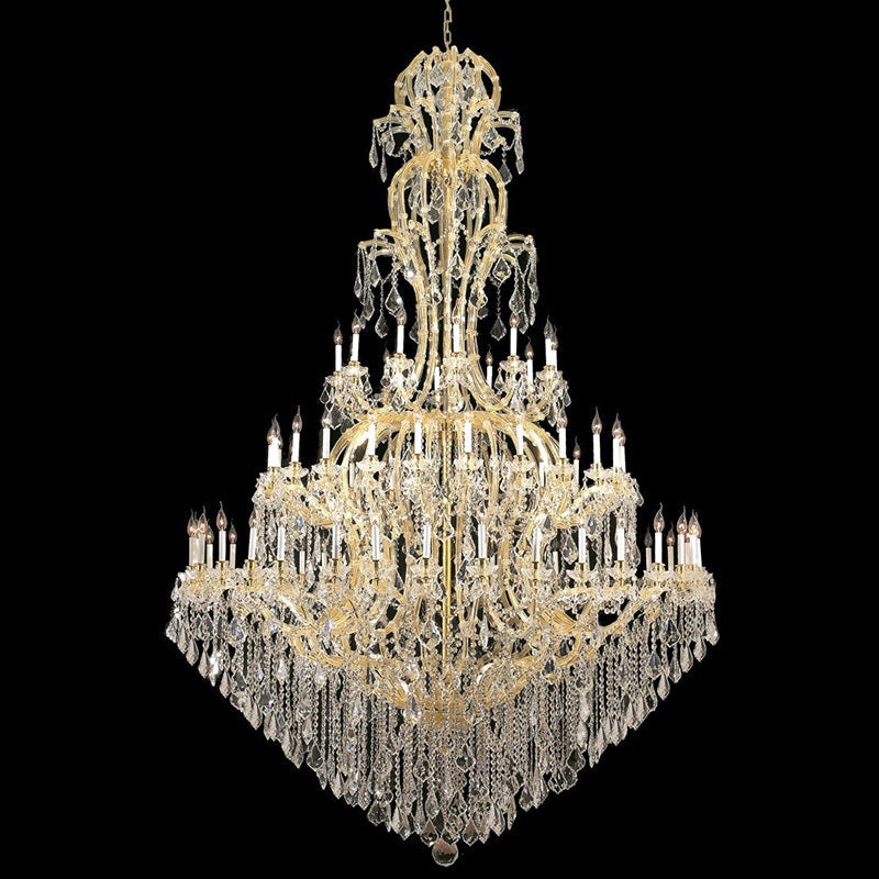 77X124 Inch Huge High Ceiling Chandelier 72 Lights Elegant Large Gold Maria Theresa Crystal Chandelier-大吊灯-Jecanoli