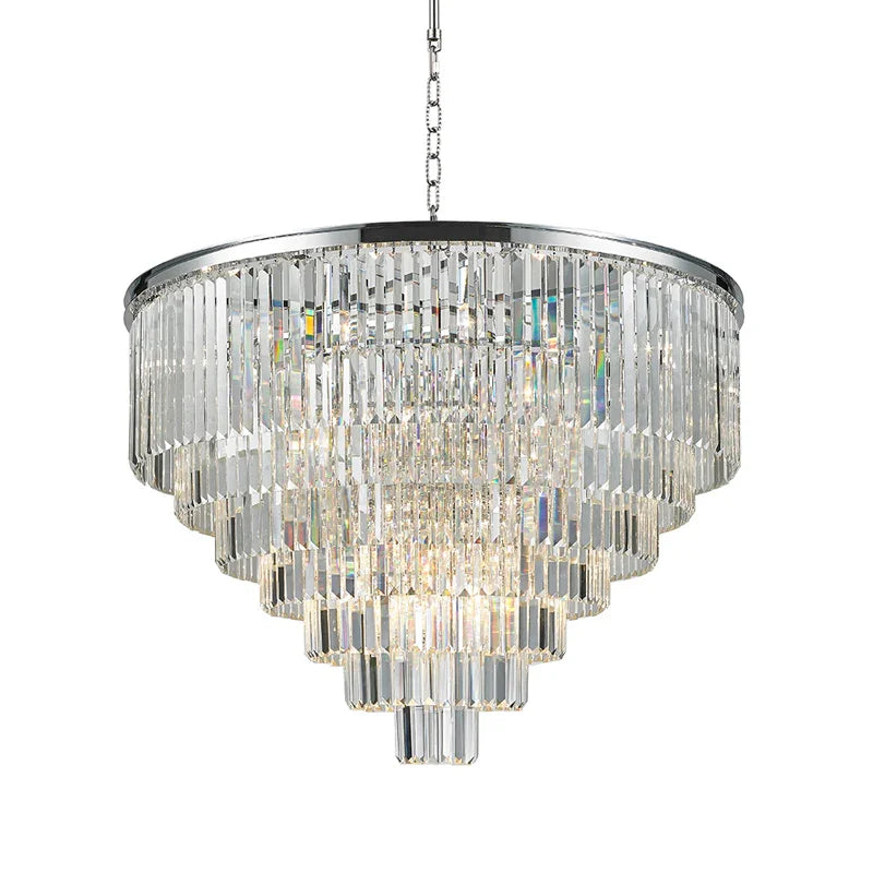 20-39 Inch Round Crystal Lighting Multiple Tiered Modern Chandelier for Living Room-现代灯-Jecanoli