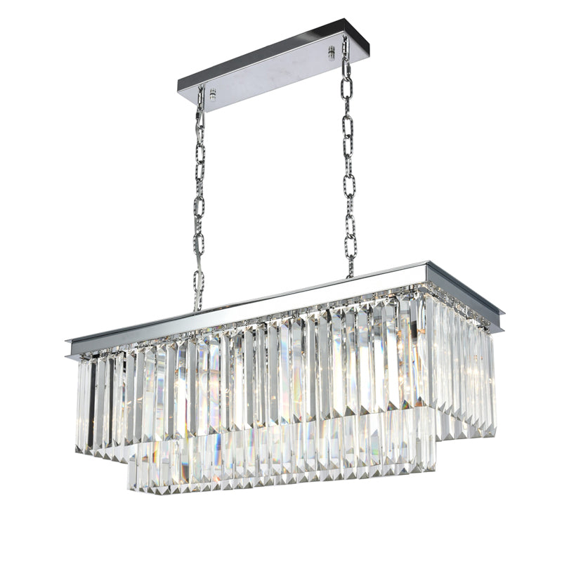 40 Inch Rectangle Chandelier Modern Crystal Chandelier Lighting for Dining Room-现代灯-Jecanoli