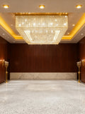 Custom Made Huge Rectangle Flush Mounted Gold Crystal Chandelier for Low Ceiling-大吊灯-Jecanoli