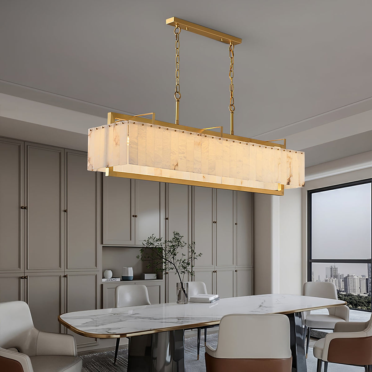 Premium Solstice Bar Alabaster Chandelier-Chandelier-Jecanoli