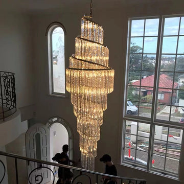 Luxury Spiral Crystal Chandelier for High-ceiling/Foyer/Staircase-Chandeliers-Jecanoli