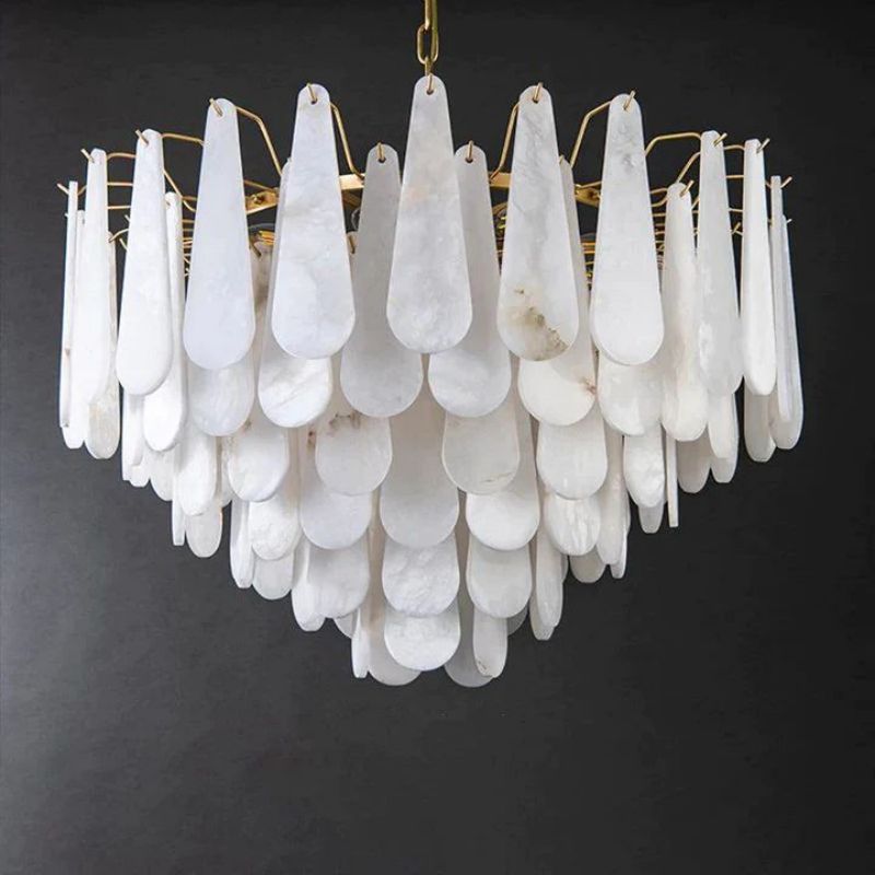 Alabaster Feathery Chandelier-chandeliers for dining room,chandeliers for stairways,chandeliers for foyer,chandeliers for bedrooms,chandeliers for kitchen,chandeliers for living room-Jecanoli