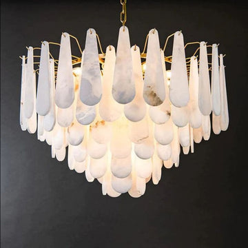 Alabaster Feathery Chandelier-chandeliers for dining room,chandeliers for stairways,chandeliers for foyer,chandeliers for bedrooms,chandeliers for kitchen,chandeliers for living room-Jecanoli