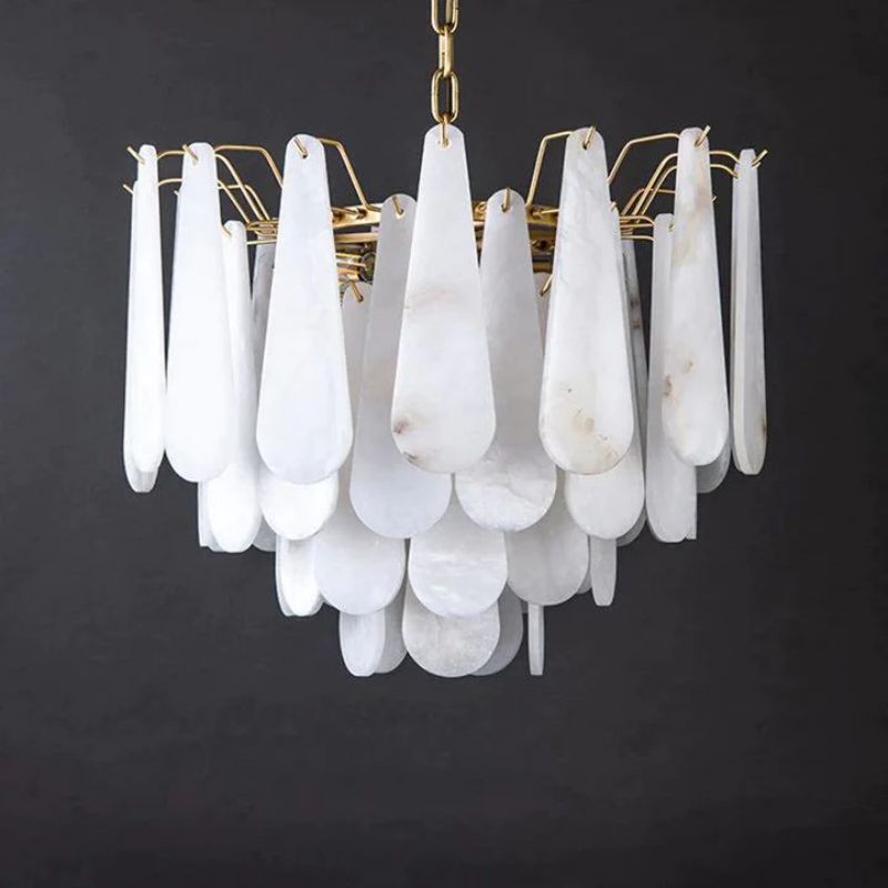 Alabaster Feathery Chandelier 21.7"D 31.5"D