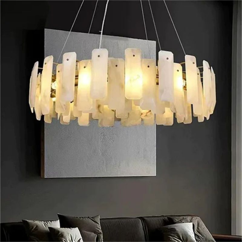 Dien Alabaster Round Chandelier-chandeliers for dining room,chandeliers for stairways,chandeliers for foyer,chandeliers for bedrooms,chandeliers for kitchen,chandeliers for living room-Jecanoli