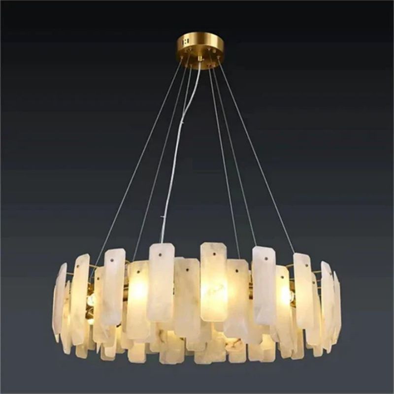 Dien Alabaster Round Chandelier-chandeliers for dining room,chandeliers for stairways,chandeliers for foyer,chandeliers for bedrooms,chandeliers for kitchen,chandeliers for living room-Jecanoli