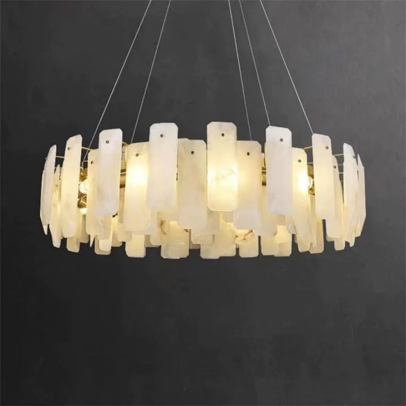 Dien Alabaster Round Chandelier-chandeliers for dining room,chandeliers for stairways,chandeliers for foyer,chandeliers for bedrooms,chandeliers for kitchen,chandeliers for living room-Jecanoli